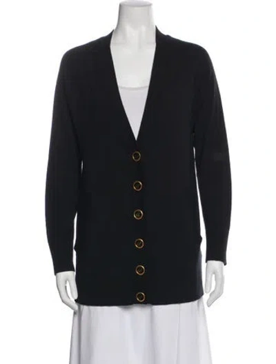 Pre-owned Burberry Cashmere V-neck Sweater In Black
