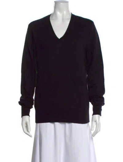 Pre-owned Burberry Cashmere V-neck Sweater In Black