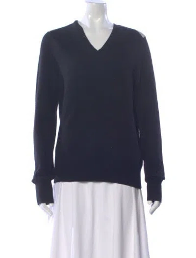 Pre-owned Burberry Cashmere V-neck Sweater In Blue