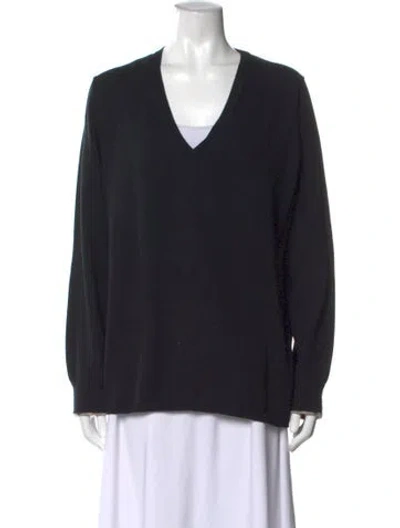 Pre-owned Burberry Cashmere V-neck Sweater In Blue