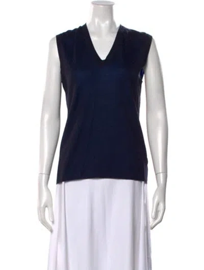 Pre-owned Burberry Cashmere V-neck Sweater In Blue