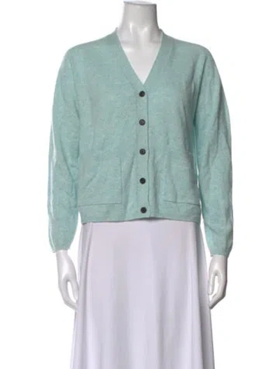 Pre-owned Burberry Cashmere V-neck Sweater In Blue