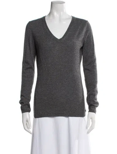 Pre-owned Burberry Cashmere V-neck Sweater In Gray