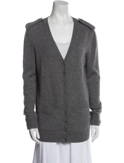 Pre-owned Burberry Cashmere V-neck Sweater In Gray