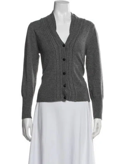 Pre-owned Burberry Cashmere V-neck Sweater In Gray