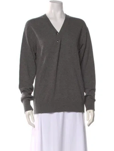 Pre-owned Burberry Cashmere V-neck Sweater In Gray
