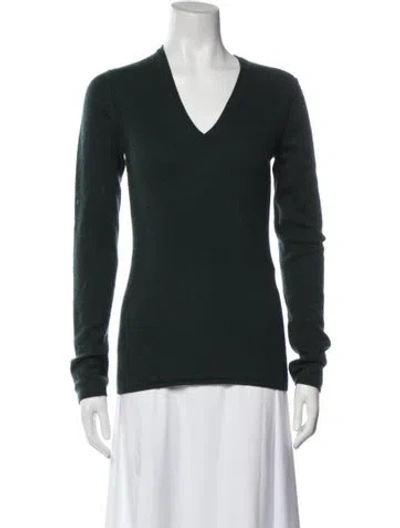 Pre-owned Burberry Cashmere V-neck Sweater In Green