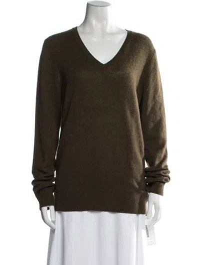 Pre-owned Burberry Cashmere V-neck Sweater In Green