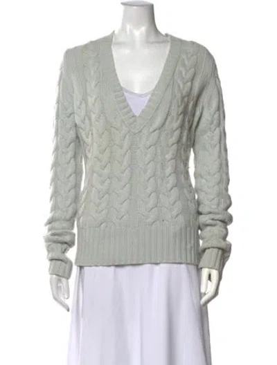 Pre-owned Burberry Cashmere V-neck Sweater In Green