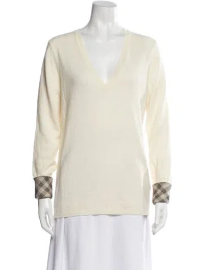 Pre-owned Burberry Cashmere V-neck Sweater In Neutral