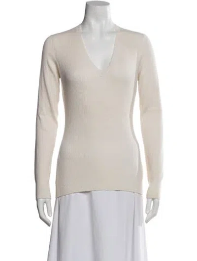 Pre-owned Burberry Cashmere V-neck Sweater In Neutral