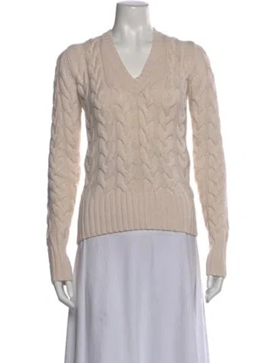 Pre-owned Burberry Cashmere V-neck Sweater In Neutral
