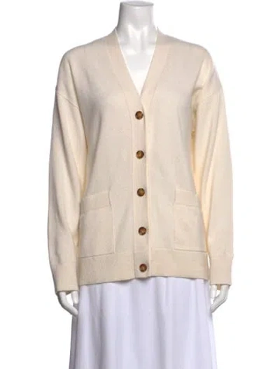 Pre-owned Burberry Cashmere V-neck Sweater In Neutral
