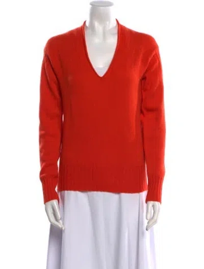 Pre-owned Burberry Cashmere V-neck Sweater In Orange