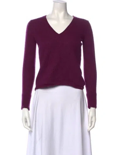 Pre-owned Burberry Cashmere V-neck Sweater In Purple