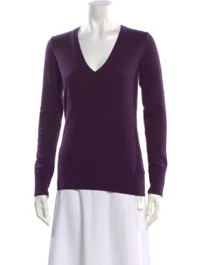Pre-owned Burberry Cashmere V-neck Sweater In Purple
