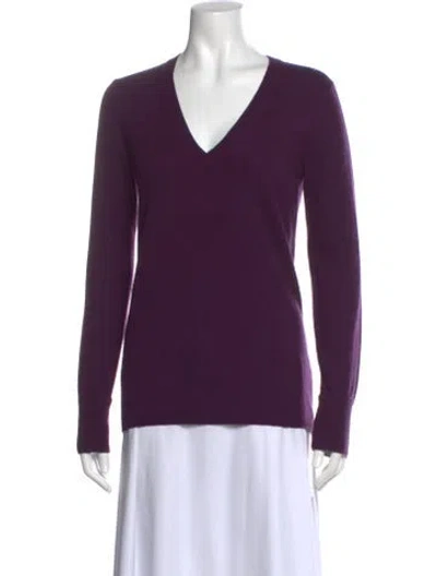 Pre-owned Burberry Cashmere V-neck Sweater In Purple
