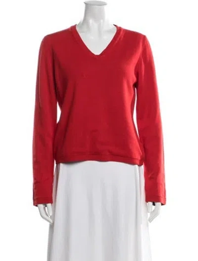 Pre-owned Burberry Cashmere V-neck Sweater In Red