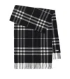Burberry Check-print Fringed Cashmere Scarf In Black