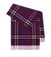 Burberry Cashmere Wide Check Scarf In Purple