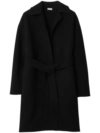 Burberry Belted Cashmere Wrap Coat In Black