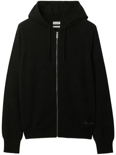 Burberry Cashmere Zip-fastening Hoodie In Black