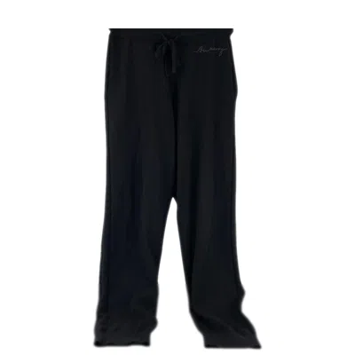 Burberry Cashmere-blend Logo Embroidered Track Pants In Black