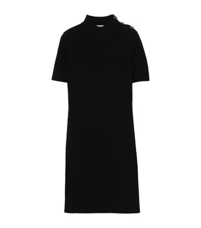 Burberry Cashmere-blend Rib-knit Midi Dress In Black
