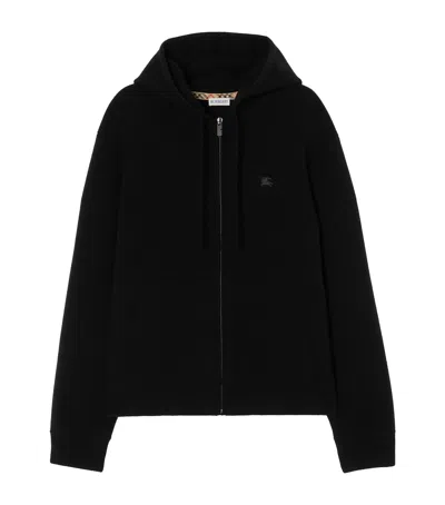 Burberry Cashmere-blend Zip-up Slim Hoodie In Black