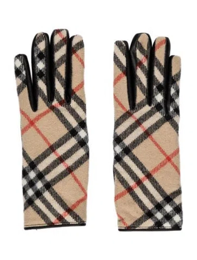 Pre-owned Burberry Cashmere-wool Blend Gloves W/tags In Neutrals