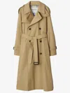 Burberry Long Gabardine Trench Coat In Beige