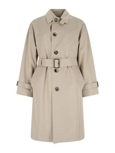 Burberry Cotton Gabardine Long Car Coat In Fossil