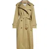 Burberry Castleford Check Collar Water Resistant Gabardine Trench Coat In Green