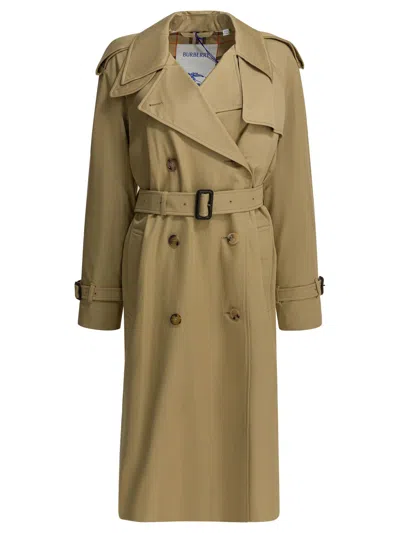 Burberry Women Beige Gabardine Castleford Trench Coat In Brown