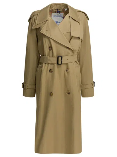Burberry "castleford" Cotton Trench Coat In Green