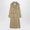Burberry Castleford Check Collar Water Resistant Gabardine Trench Coat