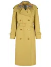 Burberry Sage Green Gabardine Trench Coat In Yellow