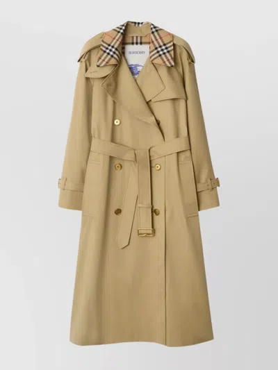BURBERRY CASTLEFORD LONG TRENCH COAT CHECK COLLAR