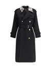 Burberry Women Castleford Long Trench Coat With Check Collar