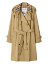 Burberry Check Collar Long Castleford Trench Coat In Brown
