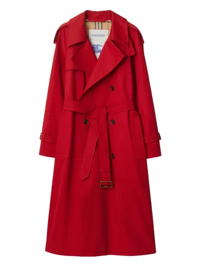 Burberry Long Castleford Trench Coat In Currant