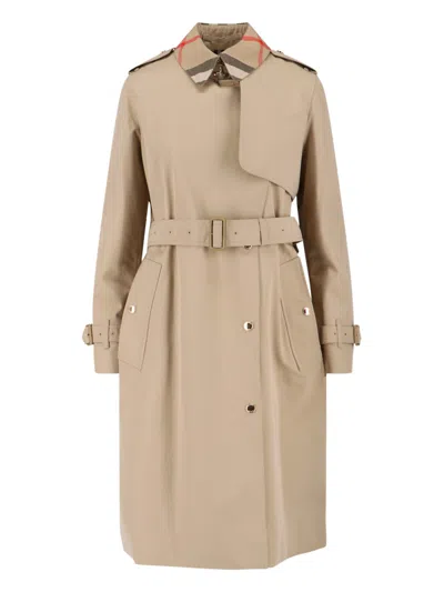 Burberry Stylish Jacket With Belted Waist And Epaulettes In Brown