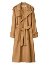 Burberry Long Leather Castleford Trench Coat In Brown