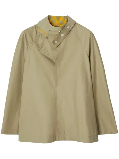 Burberry Puttee Collar Cotton Jacket In Green