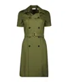 Burberry Waist Belted Buttoned Double-breasted Lapel Dress In Green