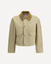 Burberry Cropped Beige Coat With Corduroy Collar In Neutral