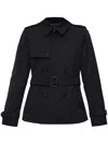 Burberry Short Jacket In Black Cotton. Straight Cut. Button Closure. Adjustable Waistband. In Black