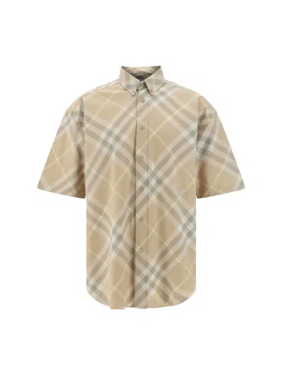Burberry Logo Embroidery Check Shirt In Brown