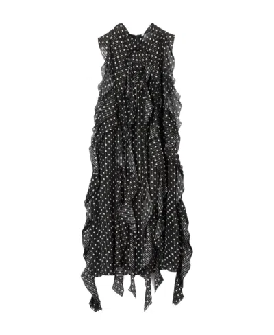 Burberry Cate Polka-dot Ruffled Minidress In Black