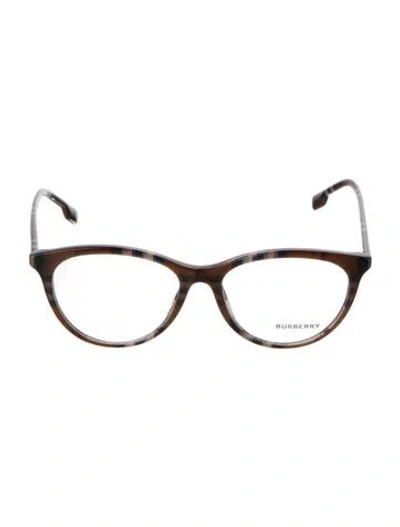 Pre-owned Burberry Cat-eye Eyeglasses In Brown